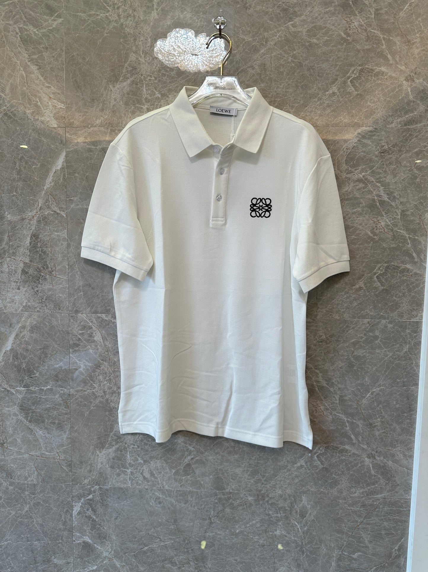 Loewe White Cotton Polo Shirt with Embroidered Logo
