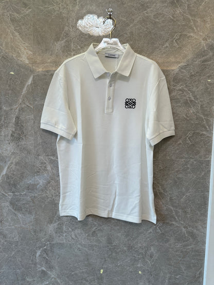 Loewe White Cotton Polo Shirt with Embroidered Logo
