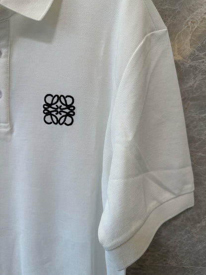 Loewe White Cotton Polo Shirt with Embroidered Logo