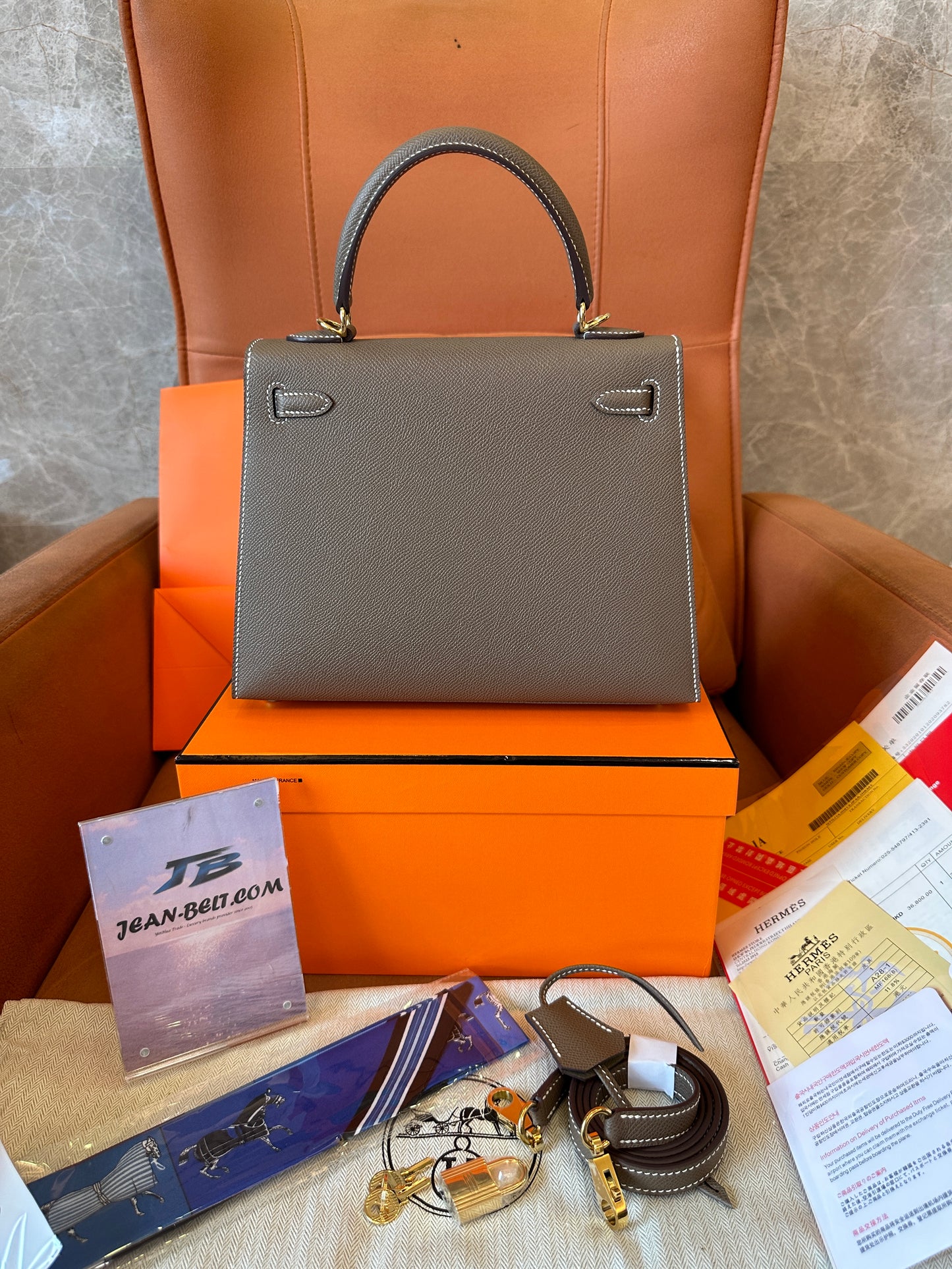 [Full Handmade]Hermes Kelly 25 Style Bag – Taupe Grey