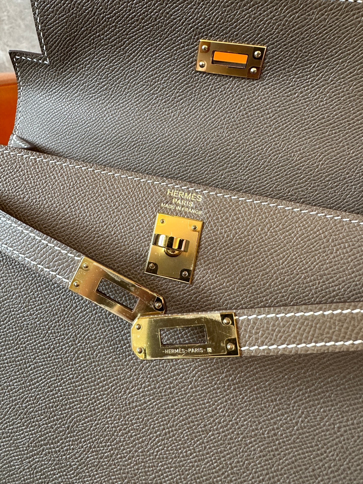 [Full Handmade]Hermes Kelly 25 Style Bag – Taupe Grey