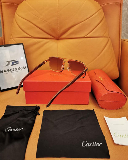Cartier Santos-Dumont Sunglasses - Gold Frame with Gradient Burgundy Lenses