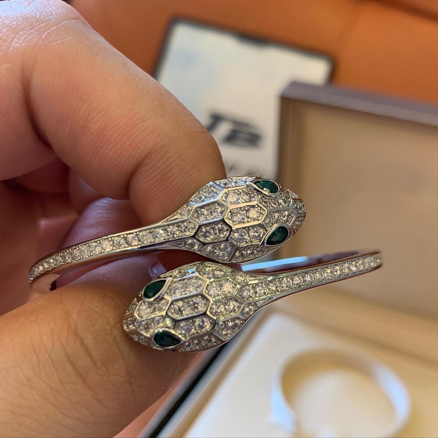 Bvlgari Serpenti Viper Diamond & Emerald Bracelet