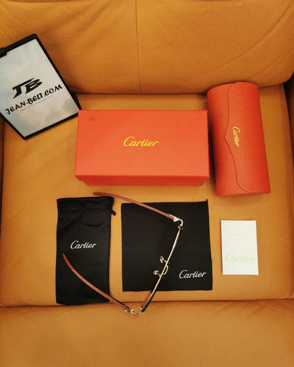 Cartier Santos-Dumont Sunglasses - Gold Frame with Gradient Burgundy Lenses