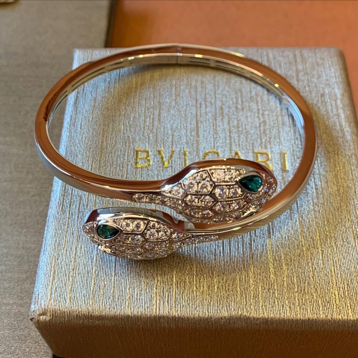Bvlgari Serpenti Viper Diamond & Emerald Bracelet
