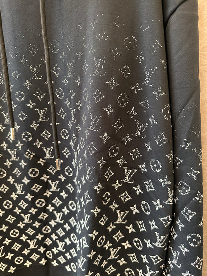 Sudadera con capucha de punto degradado con monograma de Louis Vuitton en negro