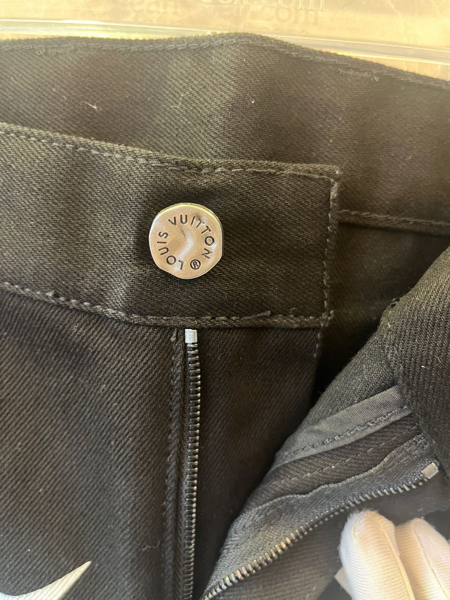 Calça jeans estampada de corrida Louis Vuitton