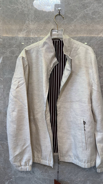 Loro Piana Linen Blend Zip Jacket Beige