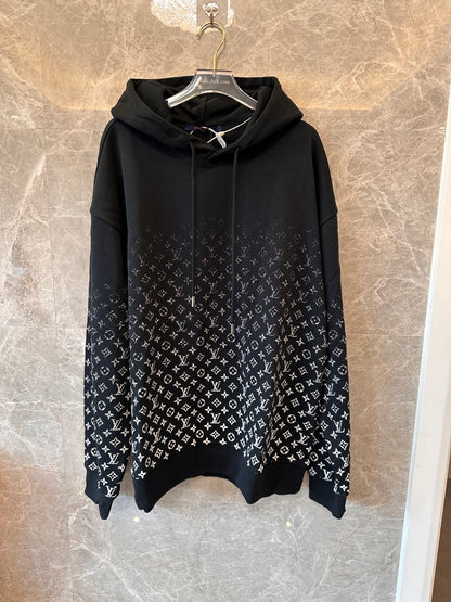 Sudadera con capucha de punto degradado con monograma de Louis Vuitton en negro
