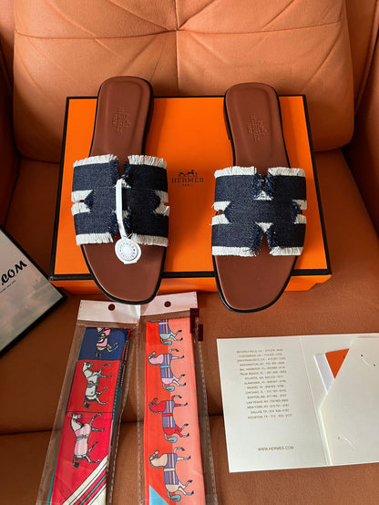 Sandalias vaqueras de lona Hermes