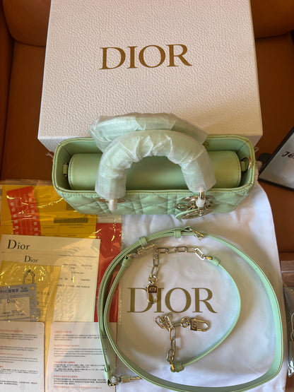 Christian Dior Lambskin Cannage Medium Lady D-Joy Pastel Peyote Green