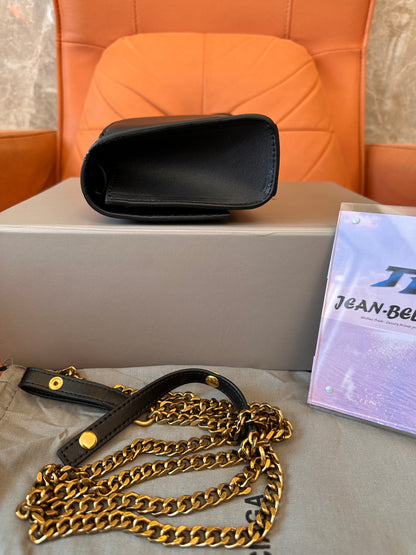 Balenciaga B Clutch Bag with Gold Chain Strap