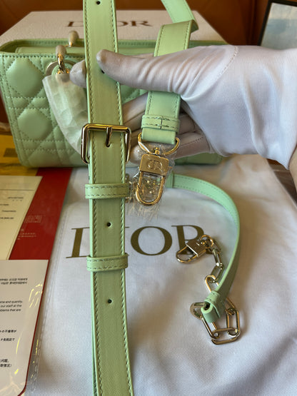 Christian Dior Lambskin Cannage Medium Lady D-Joy Pastel Peyote Green