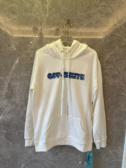 Sweatshirt de algodão e jérsei Off-White branco com capuz e estampa metálica do logótipo em forma de seta