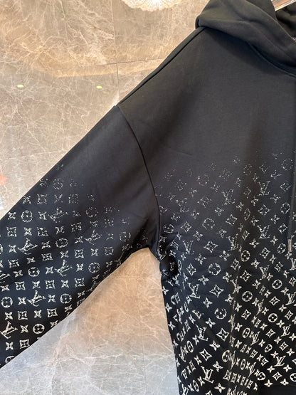Sudadera con capucha de punto degradado con monograma de Louis Vuitton en negro