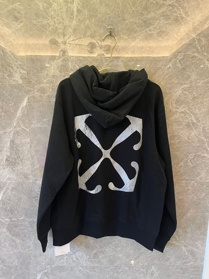 Moletom com capuz e zíper fino Caravag Arrow Off-White estilo masculino