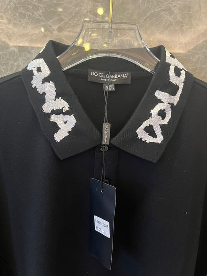 Camisa polo bordada Dolce &amp; Gabbana com gola com logotipo