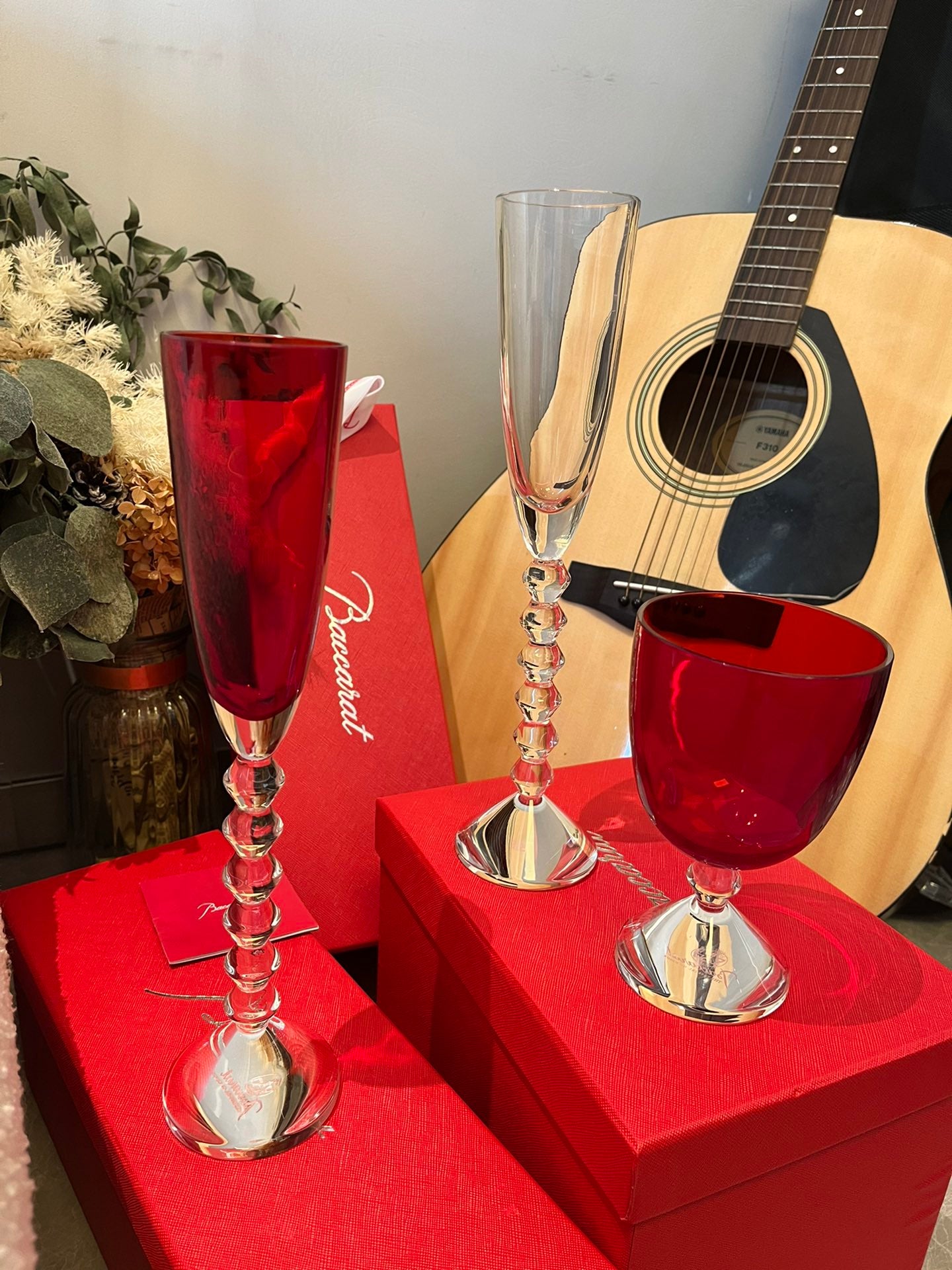 Baccarat VEGA Star Series Flute-Shaped Champagne Glass Red