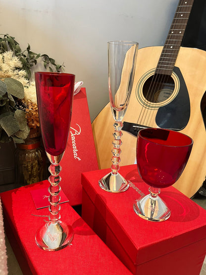 Baccarat VEGA Star Series Flute-Shaped Champagne Glass Red