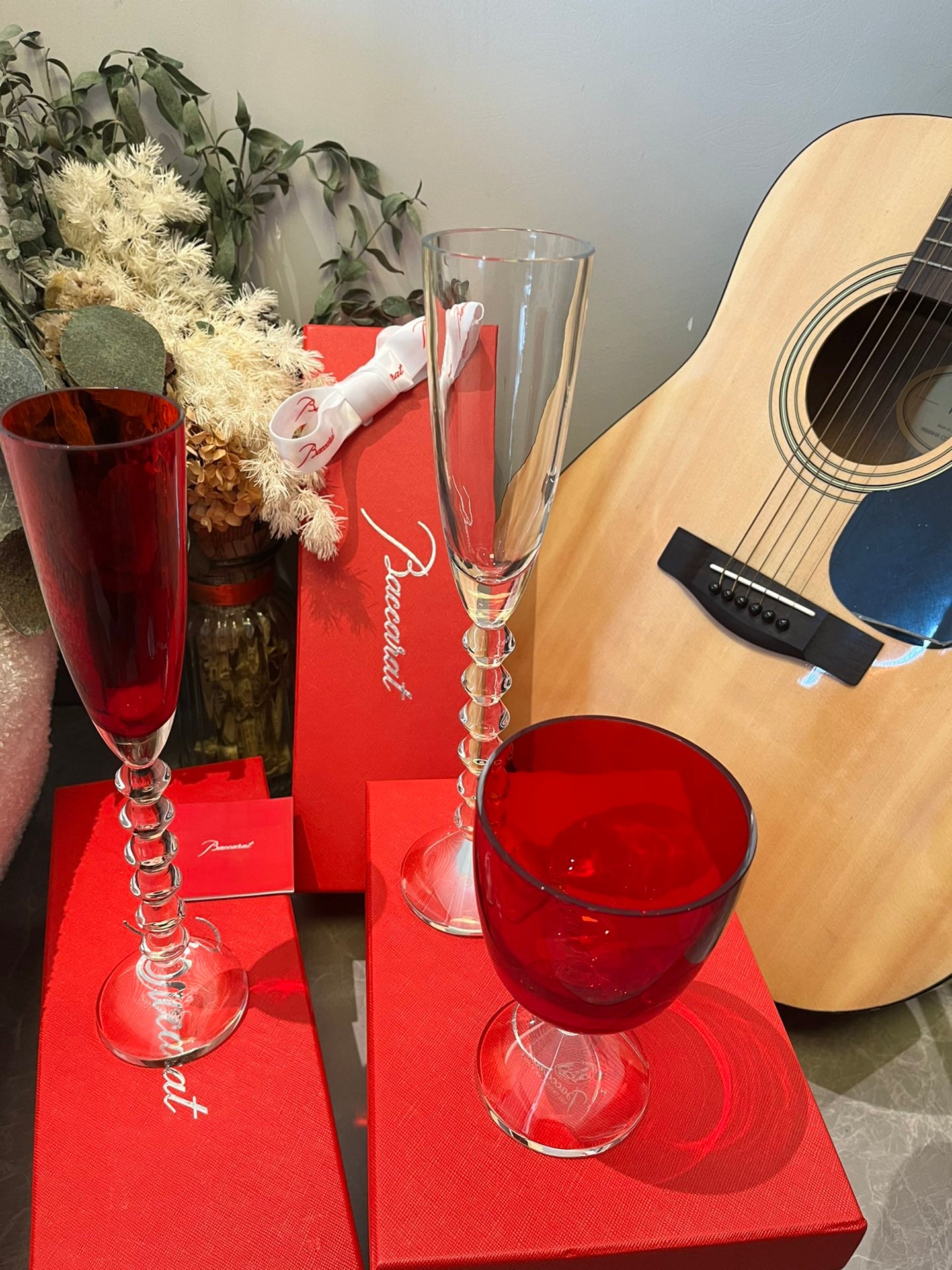 Baccarat VEGA Star Series Flute-Shaped Champagne Glass Red