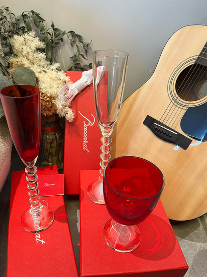 Baccarat VEGA Star Series Flute-Shaped Champagne Glass Red