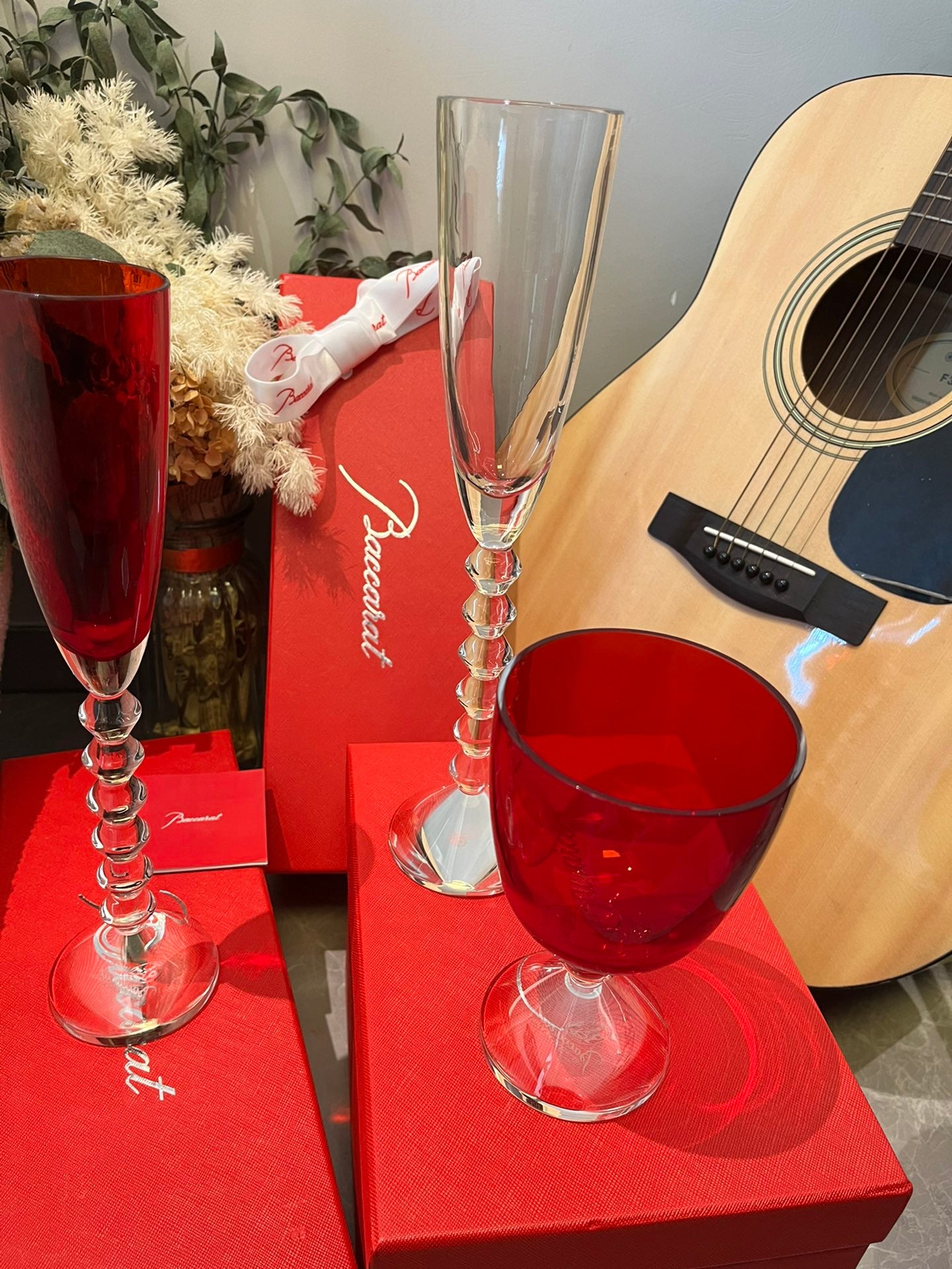 Baccarat VEGA Star Series Flute-Shaped Champagne Glass Red