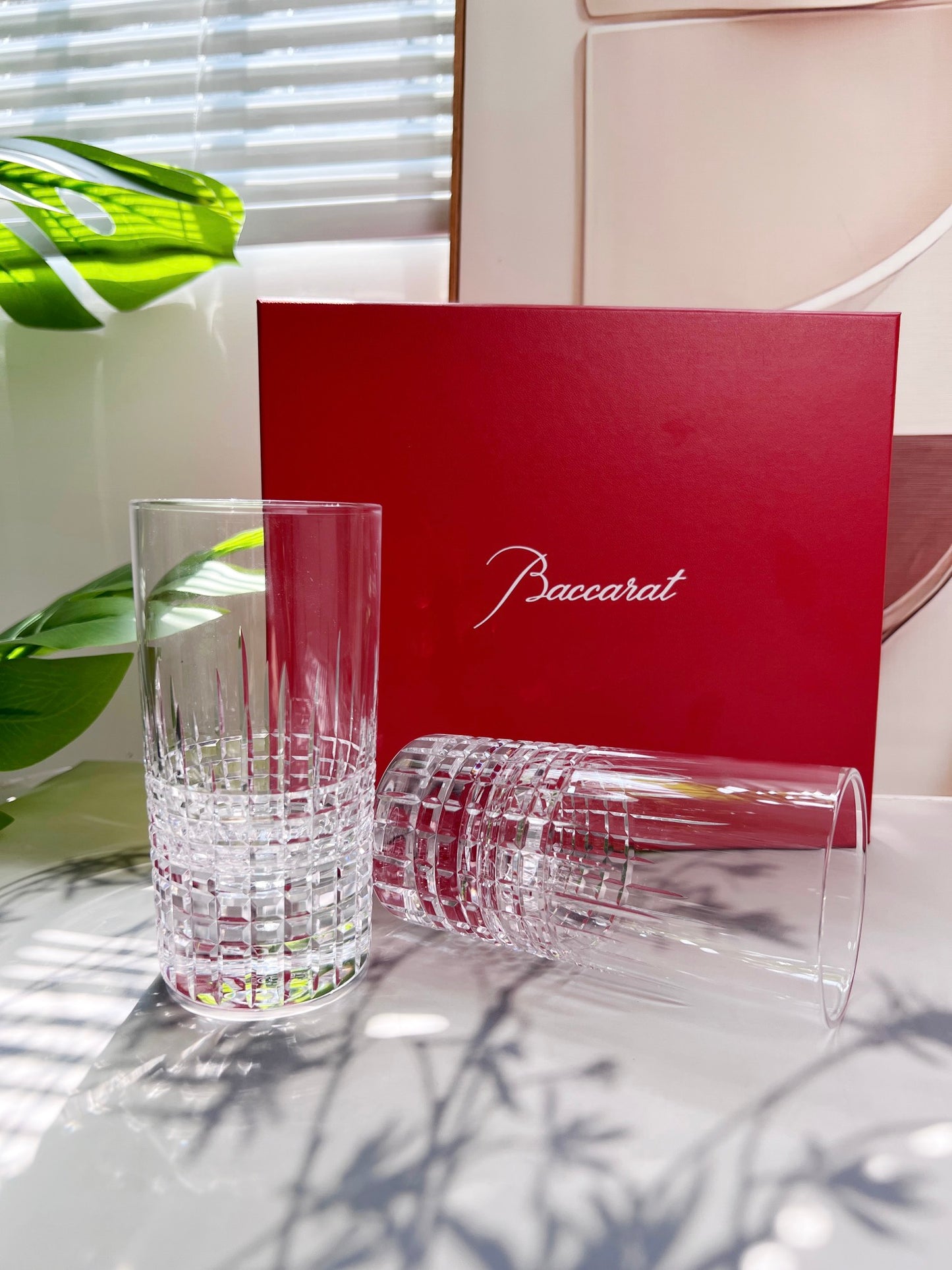 Baccarat Nancy Crystal Highball Glass Set (2-Piece) - Elegant Cut Design