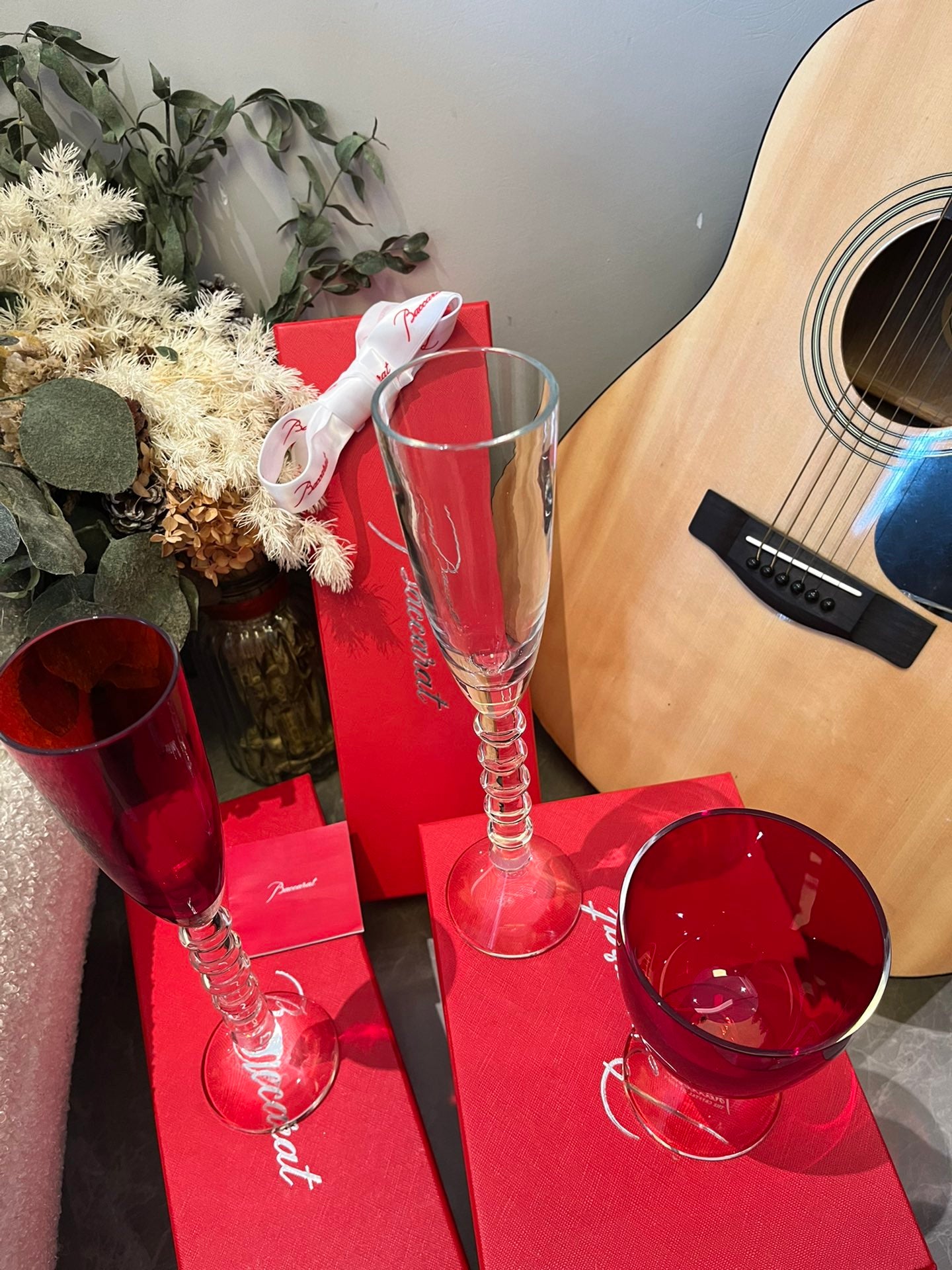 Baccarat VEGA Star Series Flute-Shaped Champagne Glass Red
