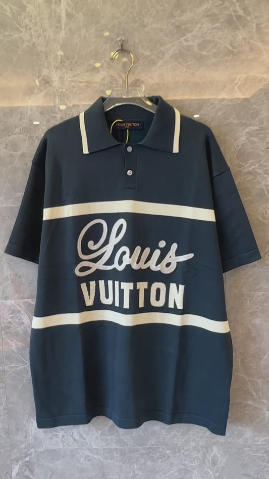 Polo de punto de ciclismo vintage azul Louis Vuitton
