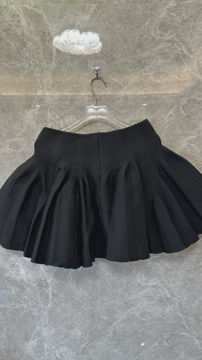 Sandro Knit Pleated Mini Skirt