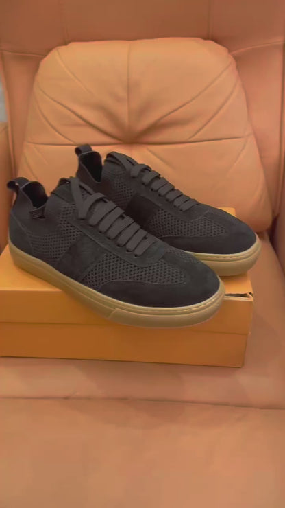 Tod’s Black Knit & Suede Low-Top Sneakers