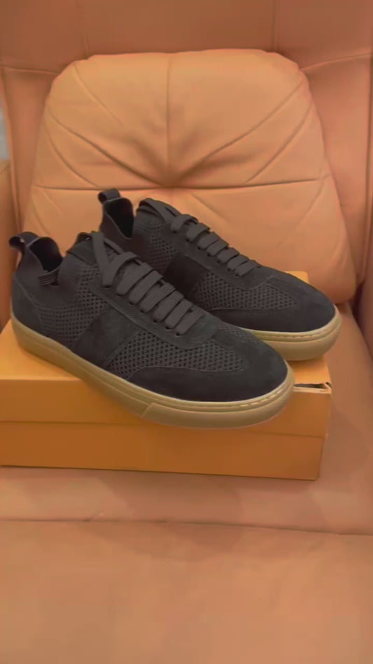 Tod’s Black Knit & Suede Low-Top Sneakers