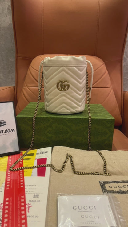 Sac seau Gucci marmont blanc