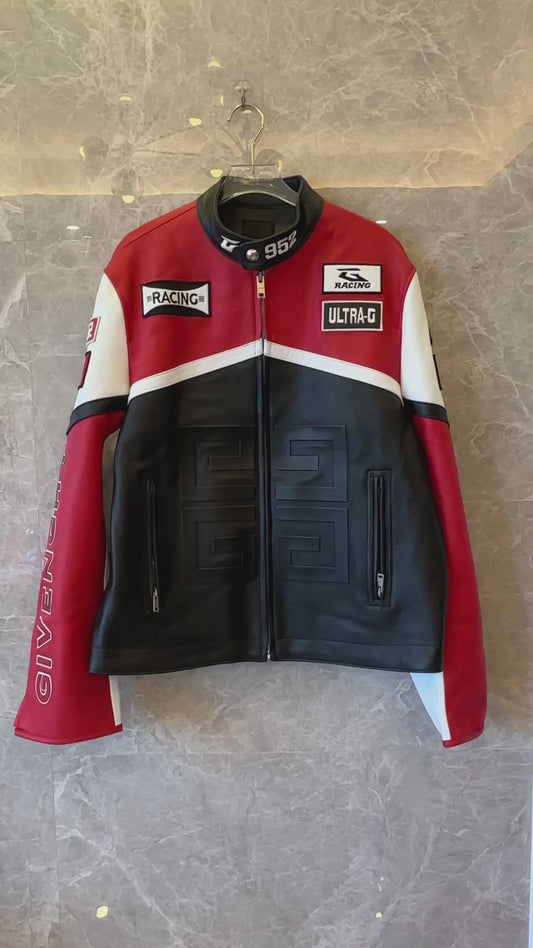 Chaqueta de carreras de piel de becerro de Givenchy