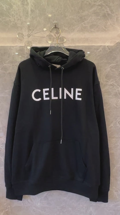 Sweat à capuche Celine en coton polaire noir