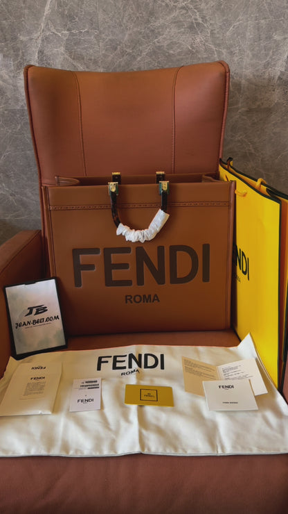 Tote sunshine Fendi grand / petit marron